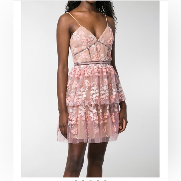 self portrait floral embellished mini dress self-portrait - White Crepe Embellished Flower Mini Dress